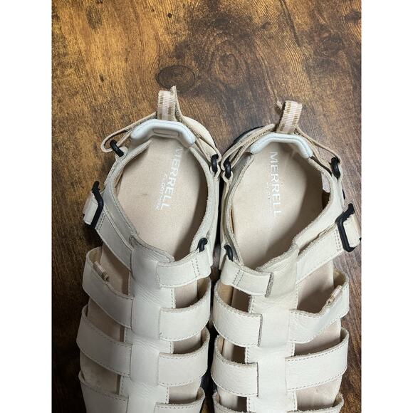 Merrell Fleur Fisherman Sandal Beige Size 8 Woman's Sandals Leather Gorpcore - Picture 9 of 16